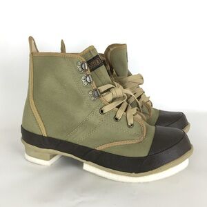 Hodgman Steel Shank Boots Men’s Green Brown New NWOT Canvas Fishing Boots Size 8